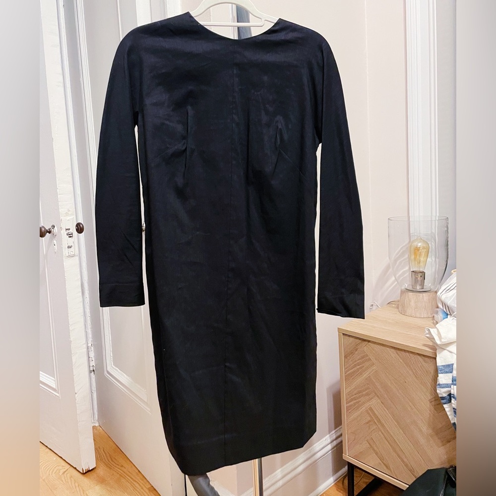 [NWT] COS Zip Back Linen Blend Black Dress | Sz 6